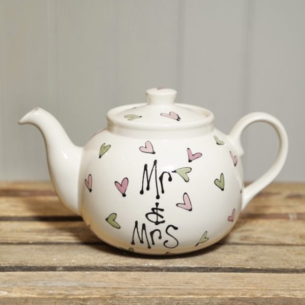 Personalised Large Teapot with scattered hearts