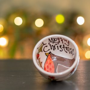 Small Bowl with Robin and Holly Design by Thea Cutting