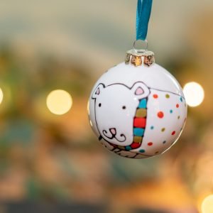 Small bauble with polar bear and 'Merry Christmas'