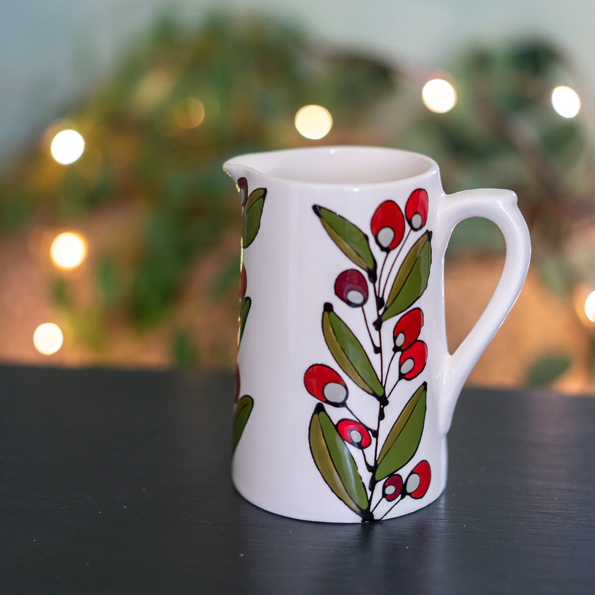 Large Farmhouse Jug with Berries and Leaves Design by Thea Cutting