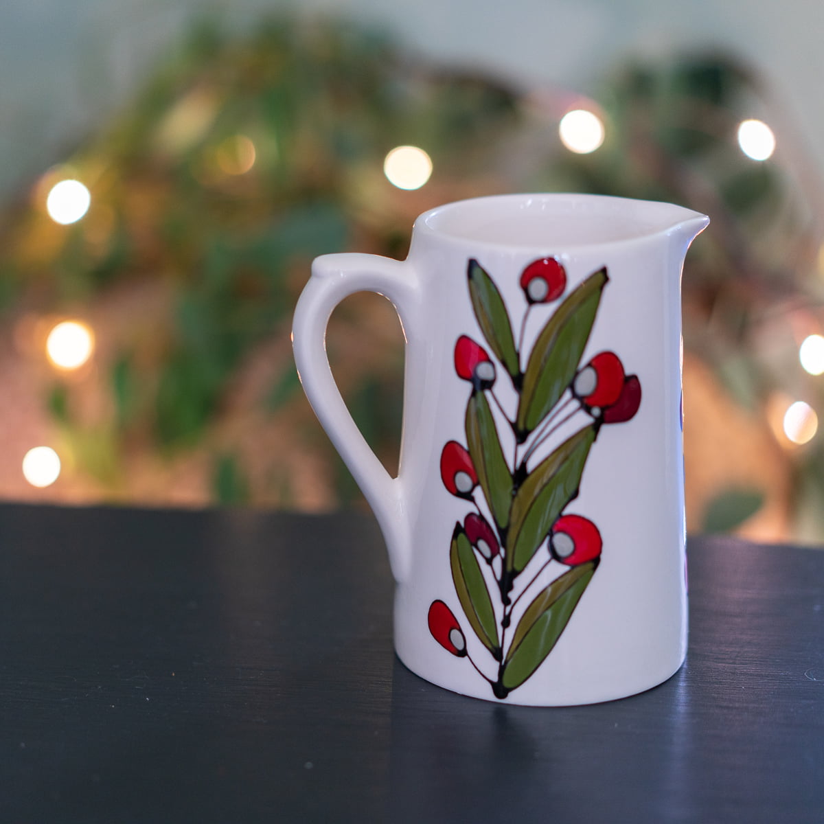 Large Farmhouse Jug with Berries and Leaves Design by Thea Cutting
