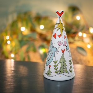 Tea Light Ornament with Birds, Christmas Tree, Hearts and Stars