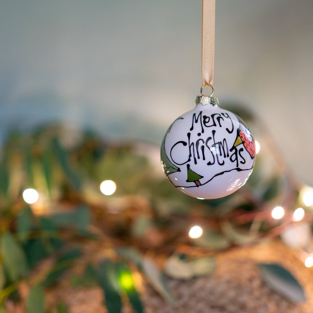 Small Bauble with Robin and Christmas Tree