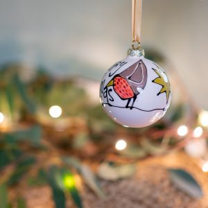 Small Bauble with Robin and Christmas Tree