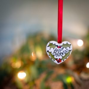Hanging Heart with Holly and Berries