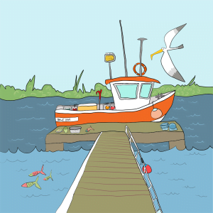 Harbour art print by Thea Cutting