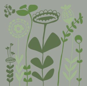 Retro Green Garden print by Thea Cutting