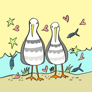 Pair of Gulls print by Thea Cutting