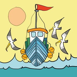 Fishing Boat print by Thea Cutting