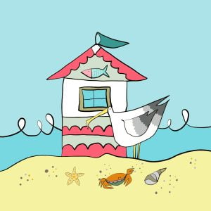Hut on the Shore print by Thea Cutting