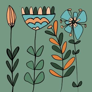 Retro Flowers print by Thea Cutting