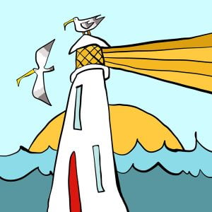 Lighthouse Sunrise print by Thea Cutting