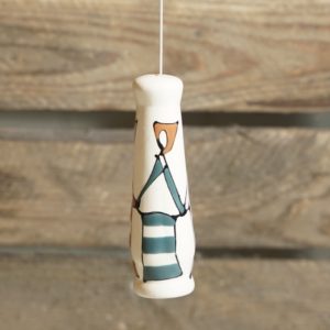 Coastal beach hut ceramic light pull