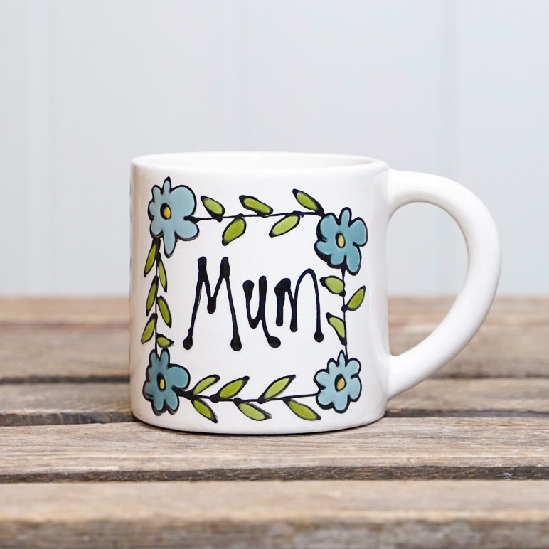 Hand-painted "Mum ... with love mug" by Thea Cutting, Gallery Thea