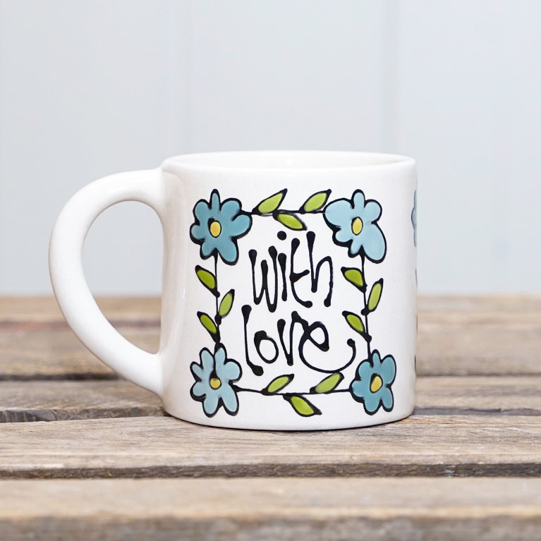 Hand-painted "Mum ... with love mug" by Thea Cutting, Gallery Thea