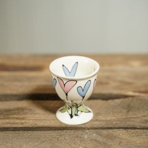 Pretty traditional-shaped egg cup with hearts and leaves design by Thea Cutting, Gallery Thea