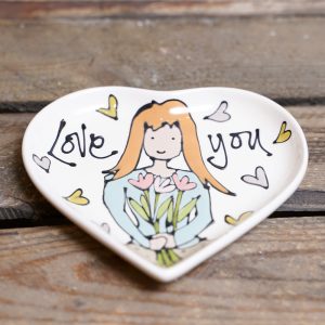 Love You heart-shaped plate by Thea Cutting, Gallery Thea