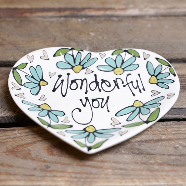 "Wonderful you" heart-shaped plate by Thea Cutting, Gallery Thea