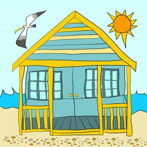 Beach Hut print by Thea Cutting, Gallery Thea