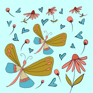 Butterflies and Flowers print by Thea Cutting, Gallery Thea