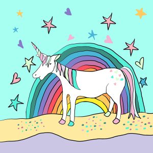 Unicorn Rainbow print by Thea Cutting, Gallery Thea
