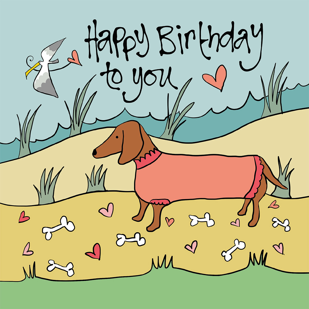 Birthday Sausage Dog greetings card by Gallery Thea