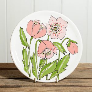 Pink hellebore plate by Gallery Thea