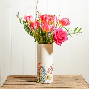 Medium ceramic vase with spring garden flowers by Gallery Thea