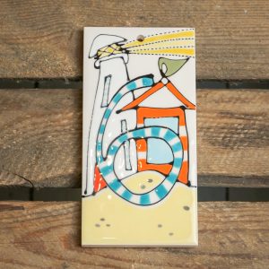 Coastal style ceramic house number tile: 6. By Thea Cutting, Gallery Thea