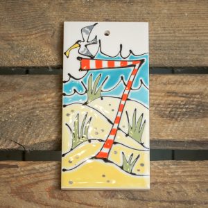 Coastal style ceramic house number tile: 7. By Thea Cutting, Gallery Thea