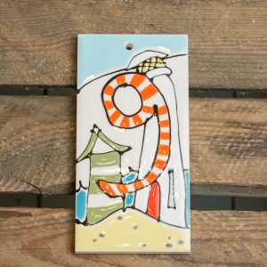 Coastal style ceramic house number tile: 9. By Thea Cutting, Gallery Thea