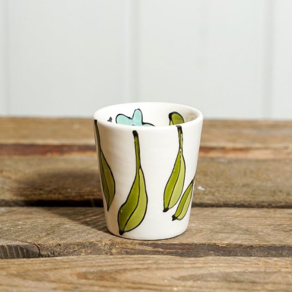 Egg cup with bird and leaf design by Thea Cutting, Gallery Thea
