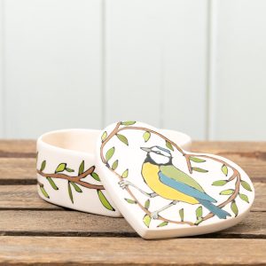 Blue tit heart shaped box by Thea Cutting, Gallery Thea