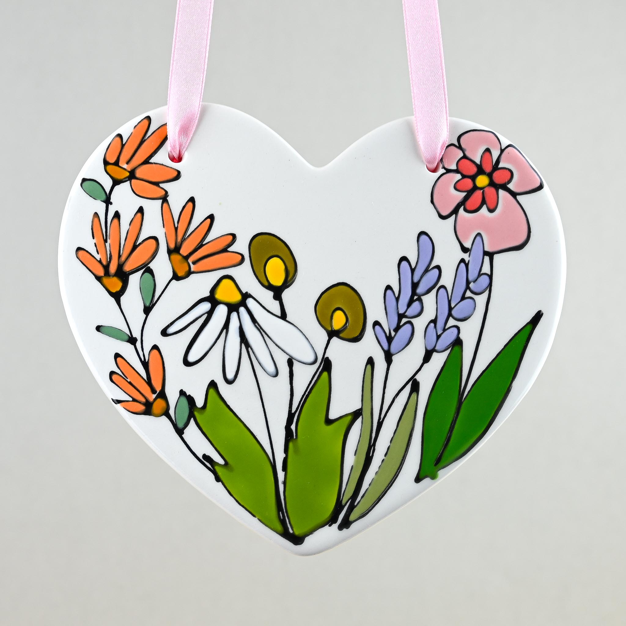Flower Hanging Heart with Ribbon - Image 2