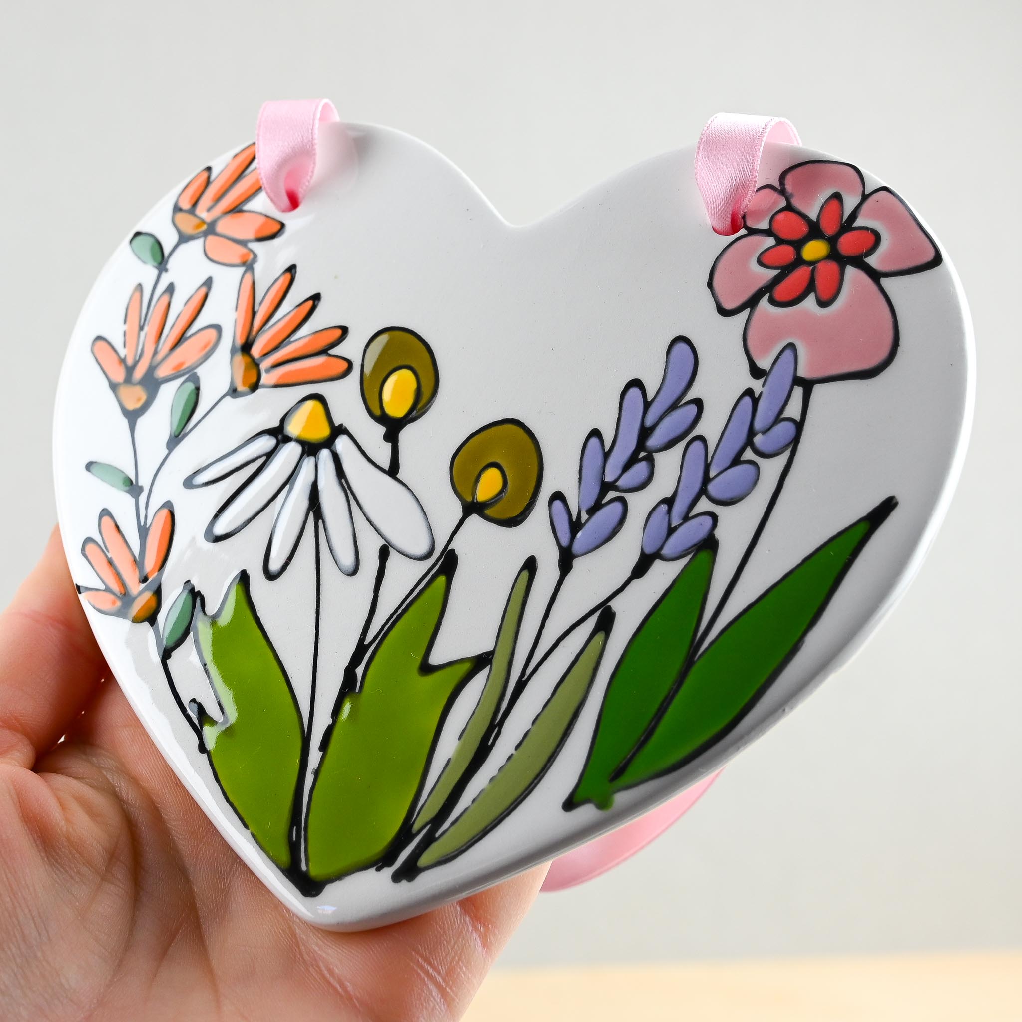 Flower Hanging Heart with Ribbon - Image 3