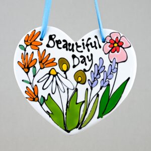Flower Hanging Heart with Ribbon