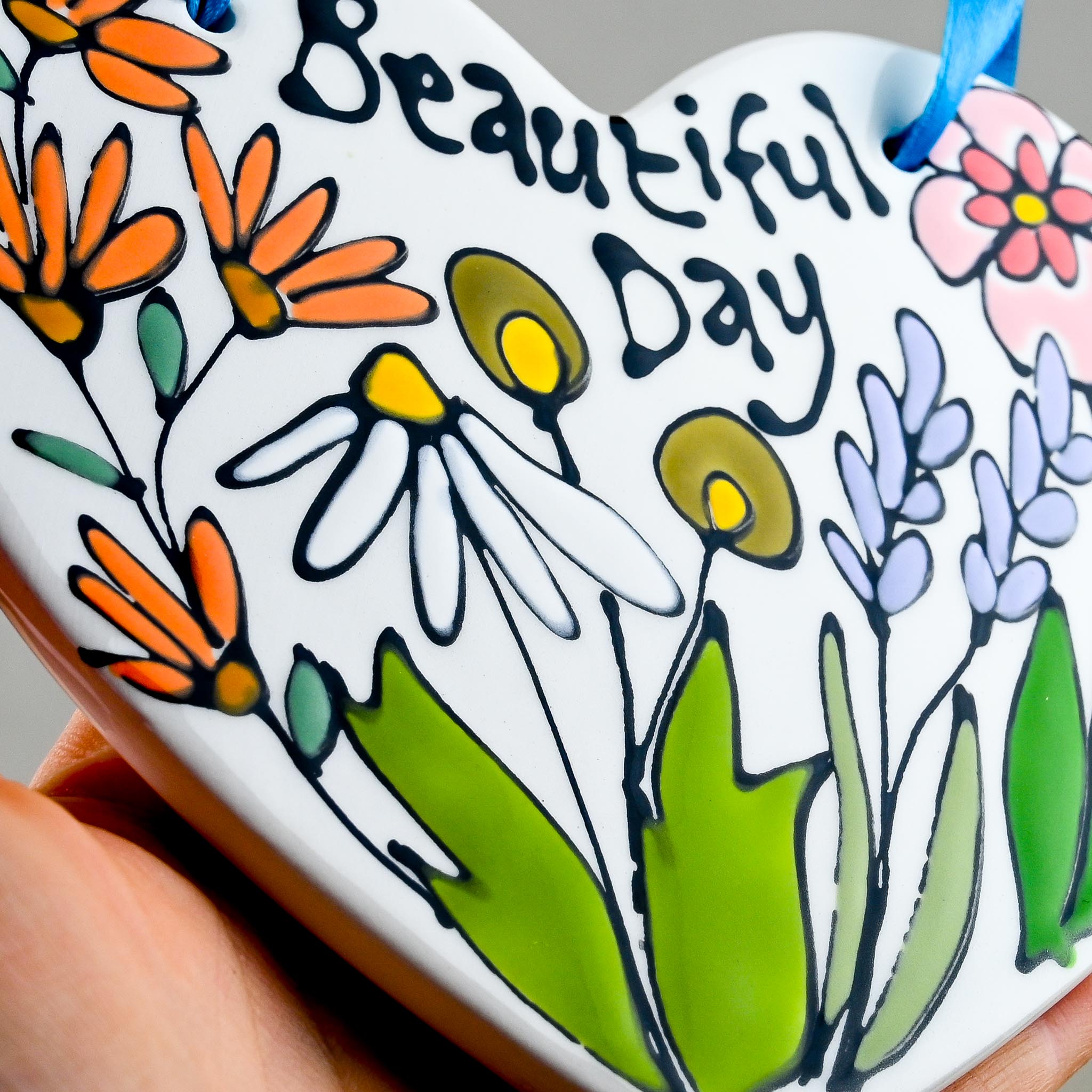Flower Hanging Heart with Ribbon - Image 4