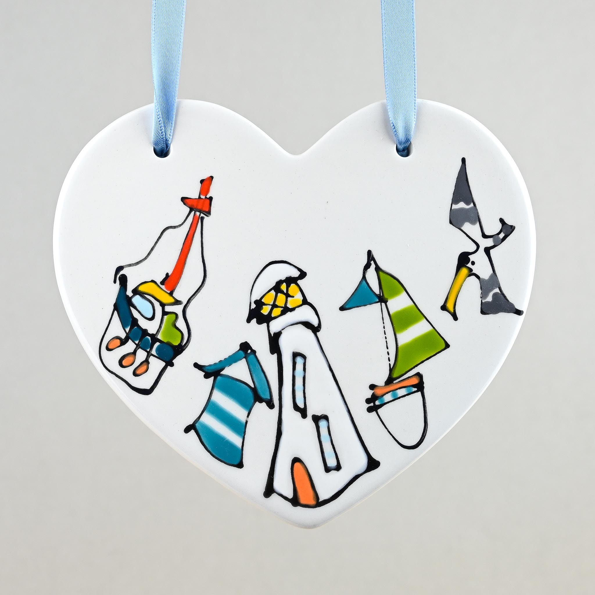 Seaside Hanging Heart with Ribbon - Image 2