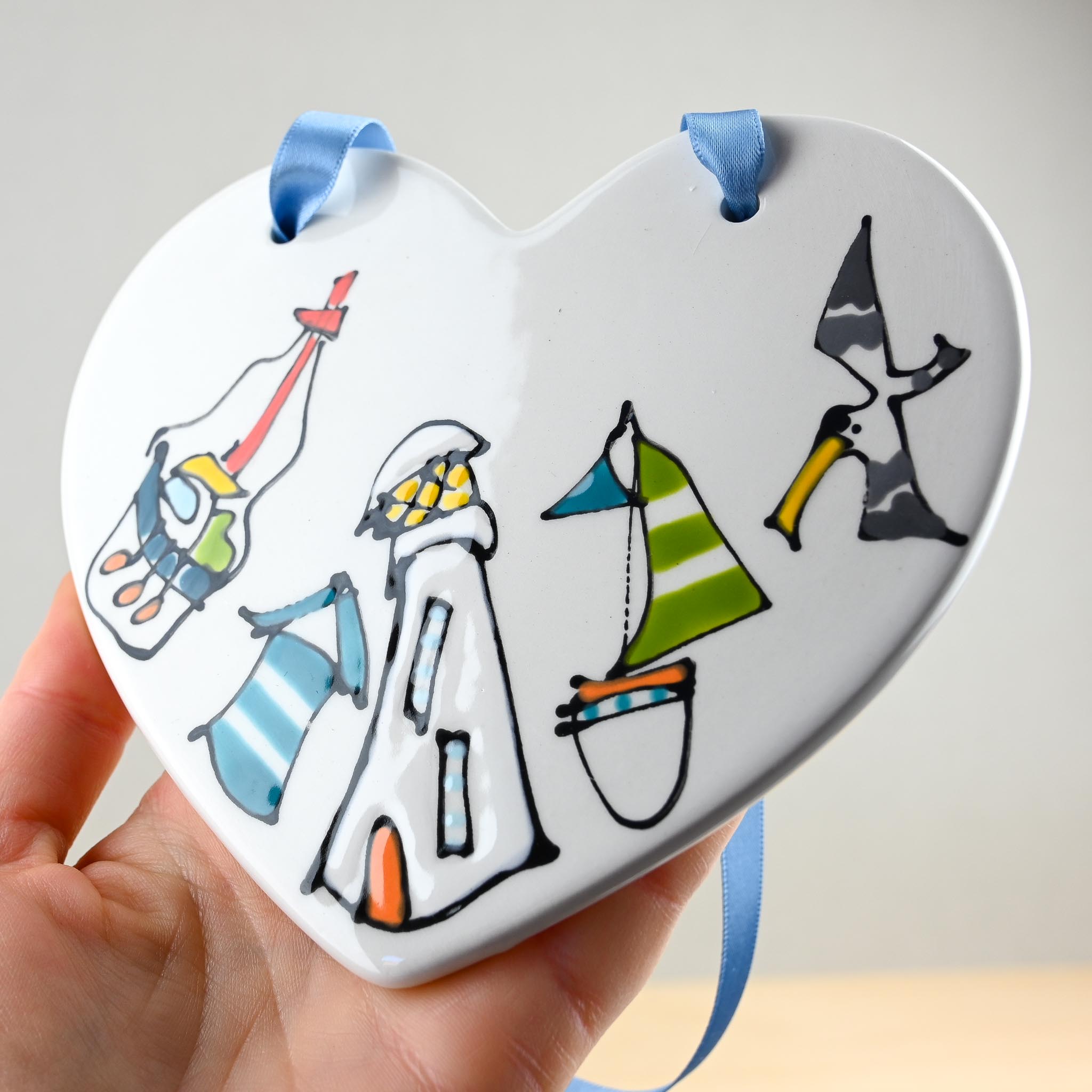 Seaside Hanging Heart with Ribbon - Image 3