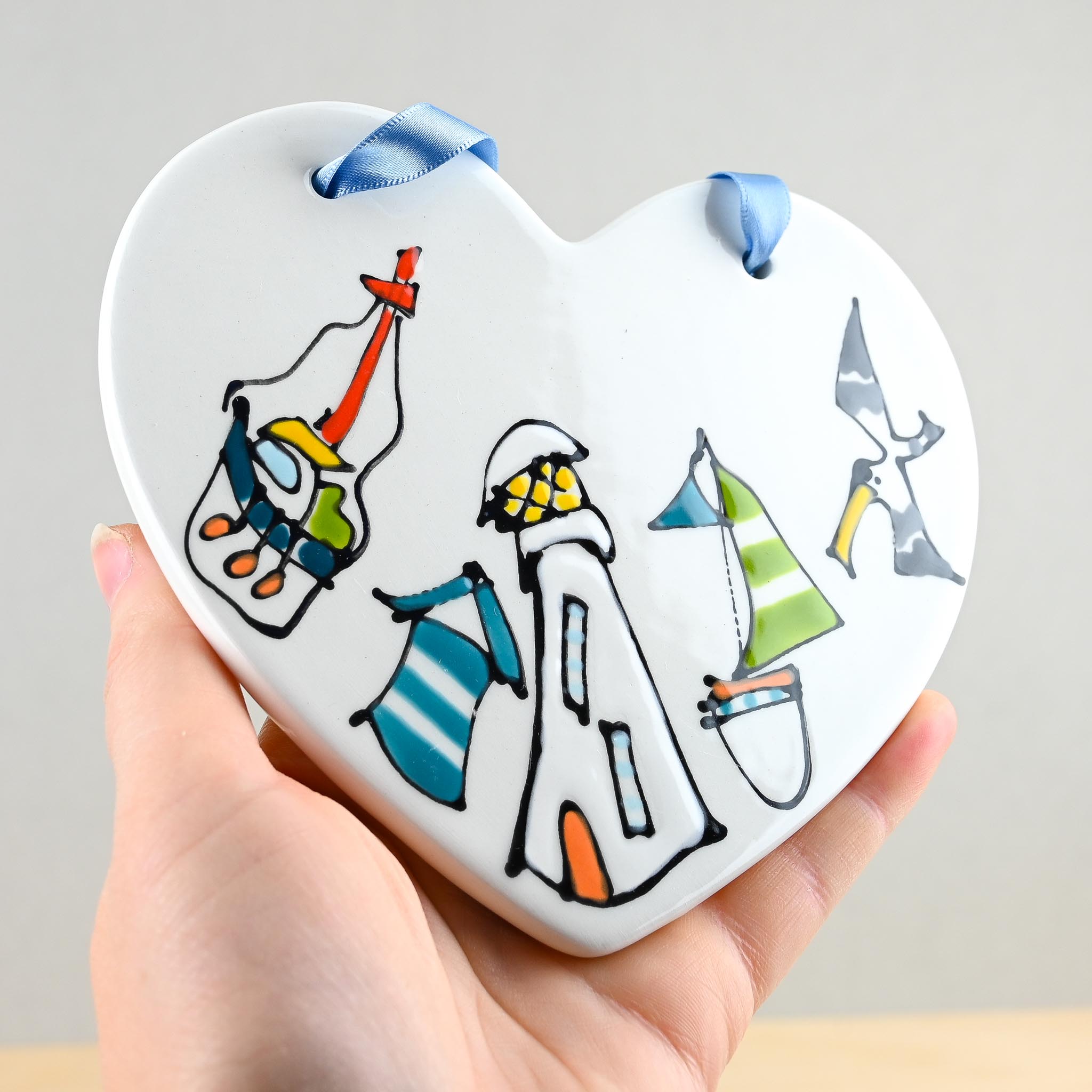 Seaside Hanging Heart with Ribbon - Image 4